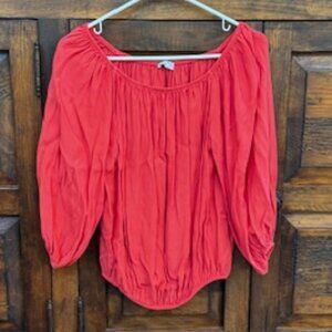 Suzy D London - Coral Peasant Top - NWOT - Size Medium